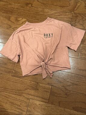 Roxy burnt orange rust Front-Tie Crop Tee